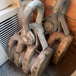 Giant Wooden Barn Pulleys