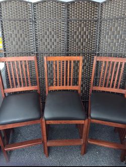 Stewart Roth Mission Oak Counter Stools - Set of 3.