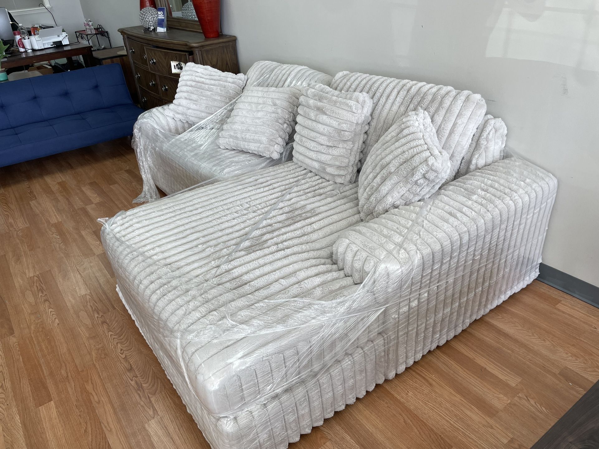 🤩🤩🤩SUNDAY CORDUROY GRAY 2PCS SECTIONAL SOFA 🤩🤩🤩