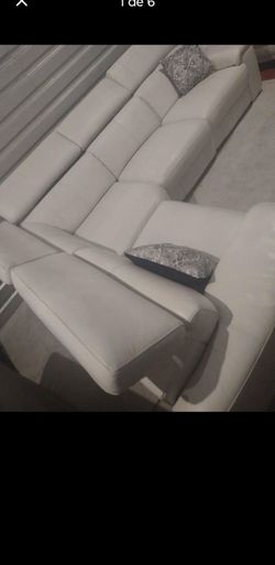 SECTIONAL GENUINE LEATHER RECLINER ELECTRIC β‘ WHITE COLOR.. DELIVERY π SERVICE AVAILABLE πβ