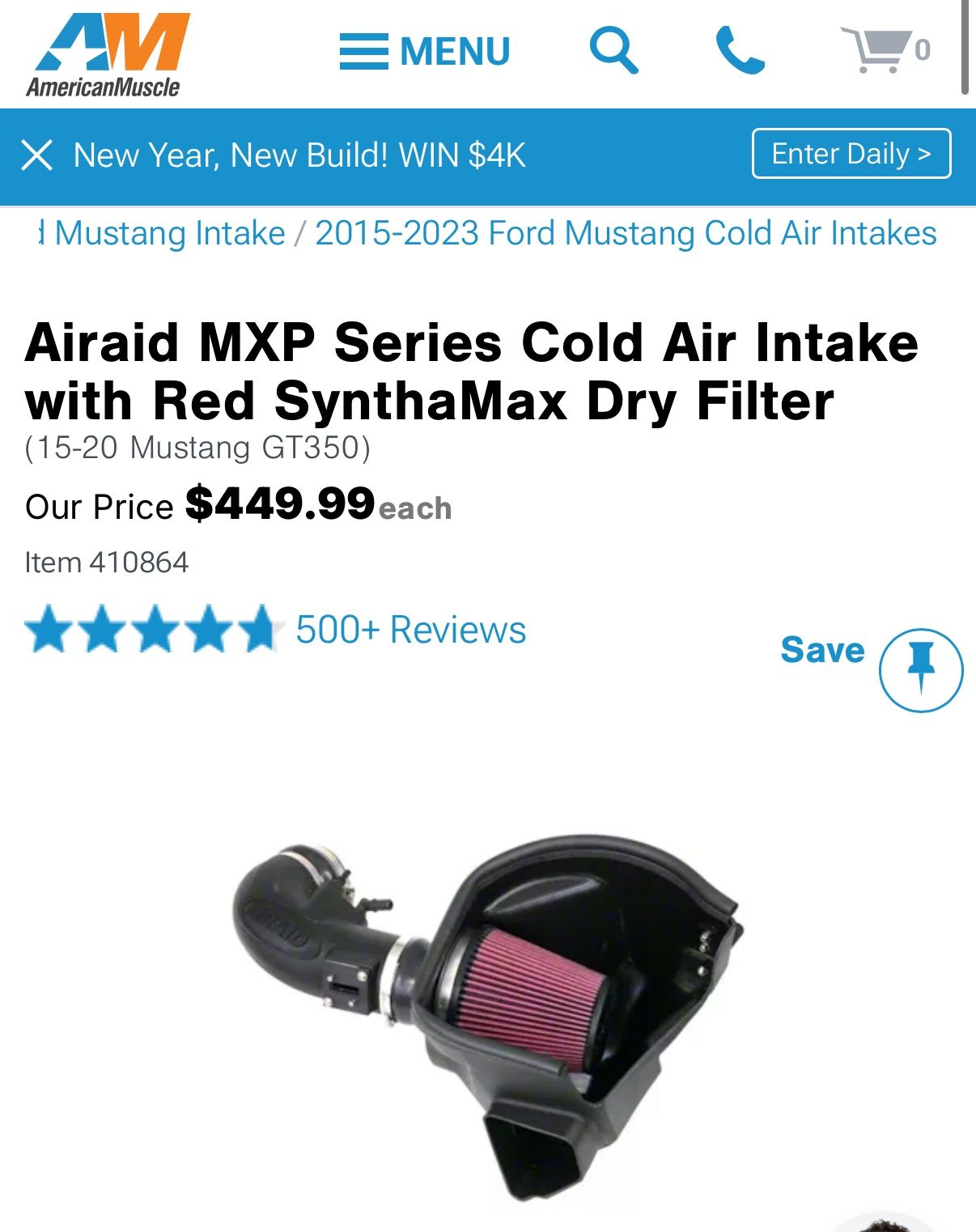 15-20 Gt350 Airaid Intake