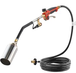 VEVOR Propane Torch Weed Burner, High Output 1,800,000 BTU with 10 ft Hose, Heavy Duty Blow Torch with Adjustable Flame & Turbo Trigger Push Button Au