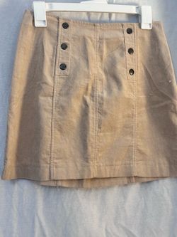 Hippie Rose Beige Corduroy Mini Skirt M Button Accents Zip Closure