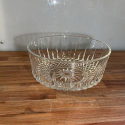 Arcoroc France clear glass fruit bowl with a star and diamond design.