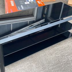 Black glass metal Tv Stand