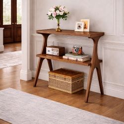  End Table, 2-Tier Side Table with Storage Shelf, Wooden Modern Accent Slim Bedside Table for Sofa, Living Room, Bedroom, Small Space, Easy Assembly, 