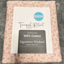 Queen Tranquil Retreat Signature Washed Sateen Sheet Set.