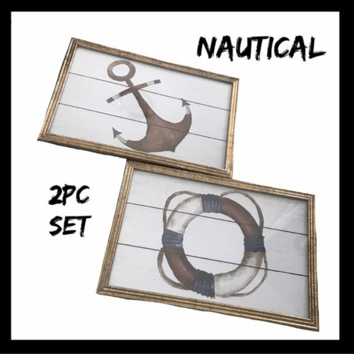 NIB Nautical 2Pc Wall Art Set