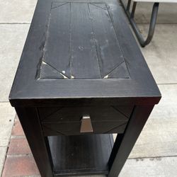 Small Side Table with Drawer & Built-In Charging Ports – Used