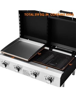 4 Burner Propane Gas Grill & Griddle Combo