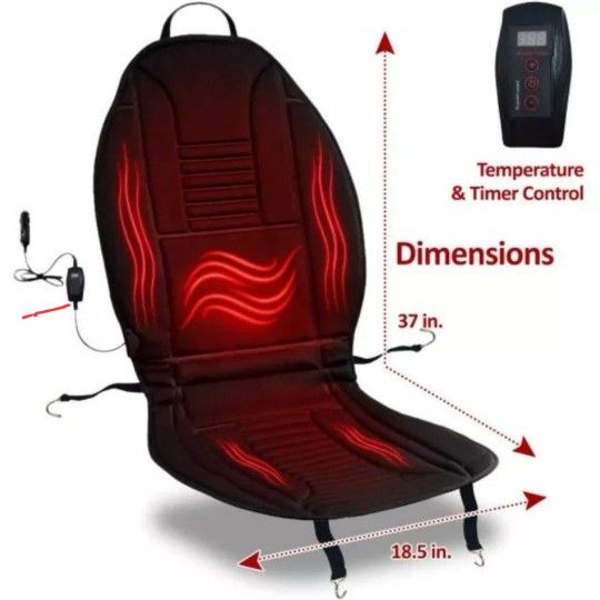 Zone Tech Heated Car Seat Cushion 2Pack Black 12V Heating Warmer Pad