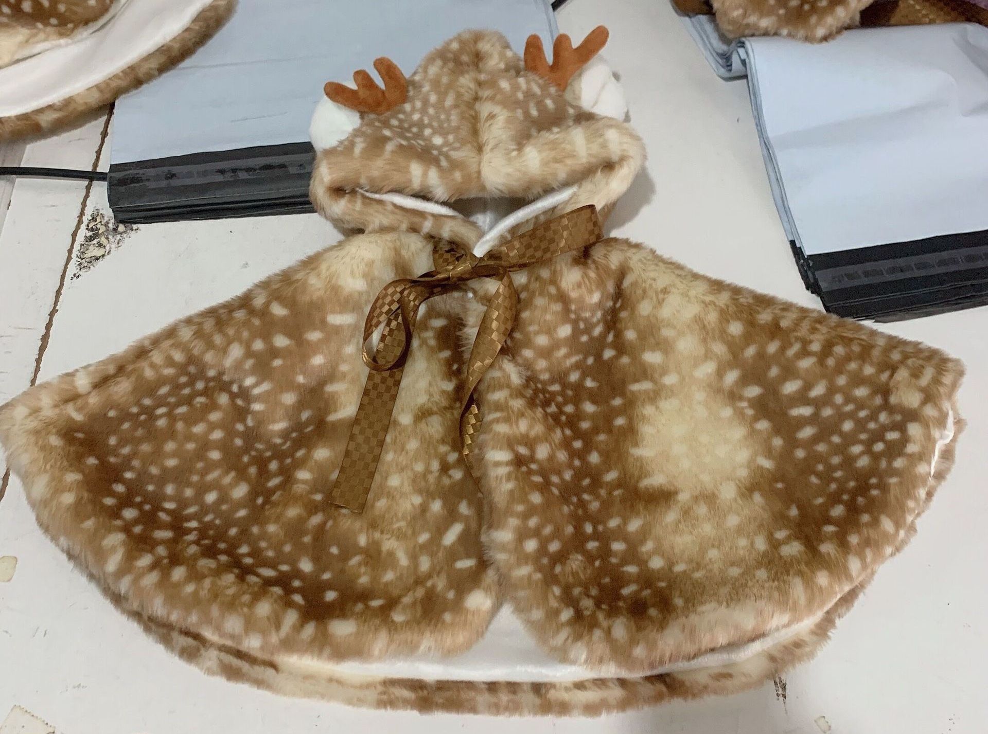 Reindeer antler hooded poncho sweater