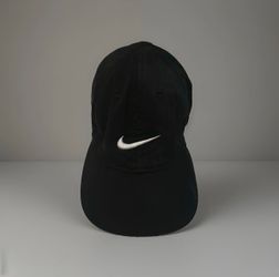 Nike Kids Adjustable Black Hat White Swoosh Logo Child Size Hook & Loop