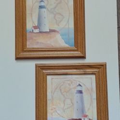 Wood Framed Beautiful Lighthouse Wall Decor For Home Office Or Camper. 