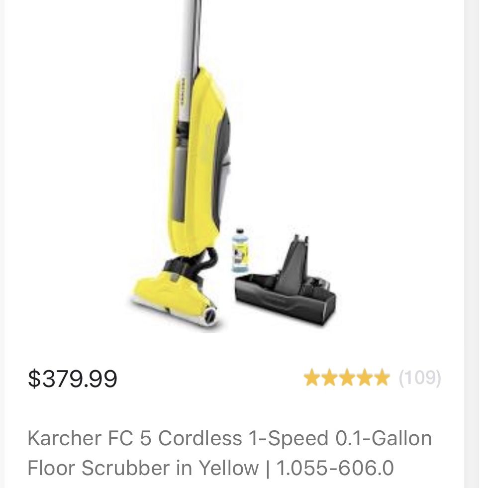 Karcher FC 5 Cordless 1-Speed 0.1- Gallons Floor Scrubber in the Floor  Scrubbers department at