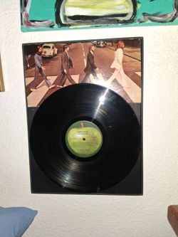 Art Abbey Road album and cover  framed 16"x 12" real Record