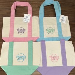 Trader Joe Pastel Mini Tote Bags SET OF 4