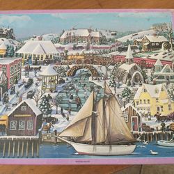 New Vintage 1981 Whitman 600 Piece Puzzle Our Town "Winter Magic" 16"X20" 