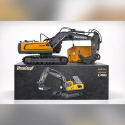 Yigong RC Excavator Toy Model YQ2580 Yellow Black 2.4GHz Ages 8+ Construction