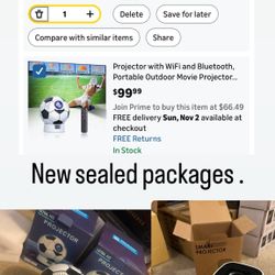 Auto Focus&1080P】Projector with Wifi and Bluetooth, 260 Ansi Portable Moive Projector Outdoor&Ceiling Use, Auto Keystone, Voice Control, 5W Speaker, 4