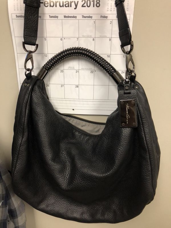 Kenneth Cole 100% black leather hobo purse