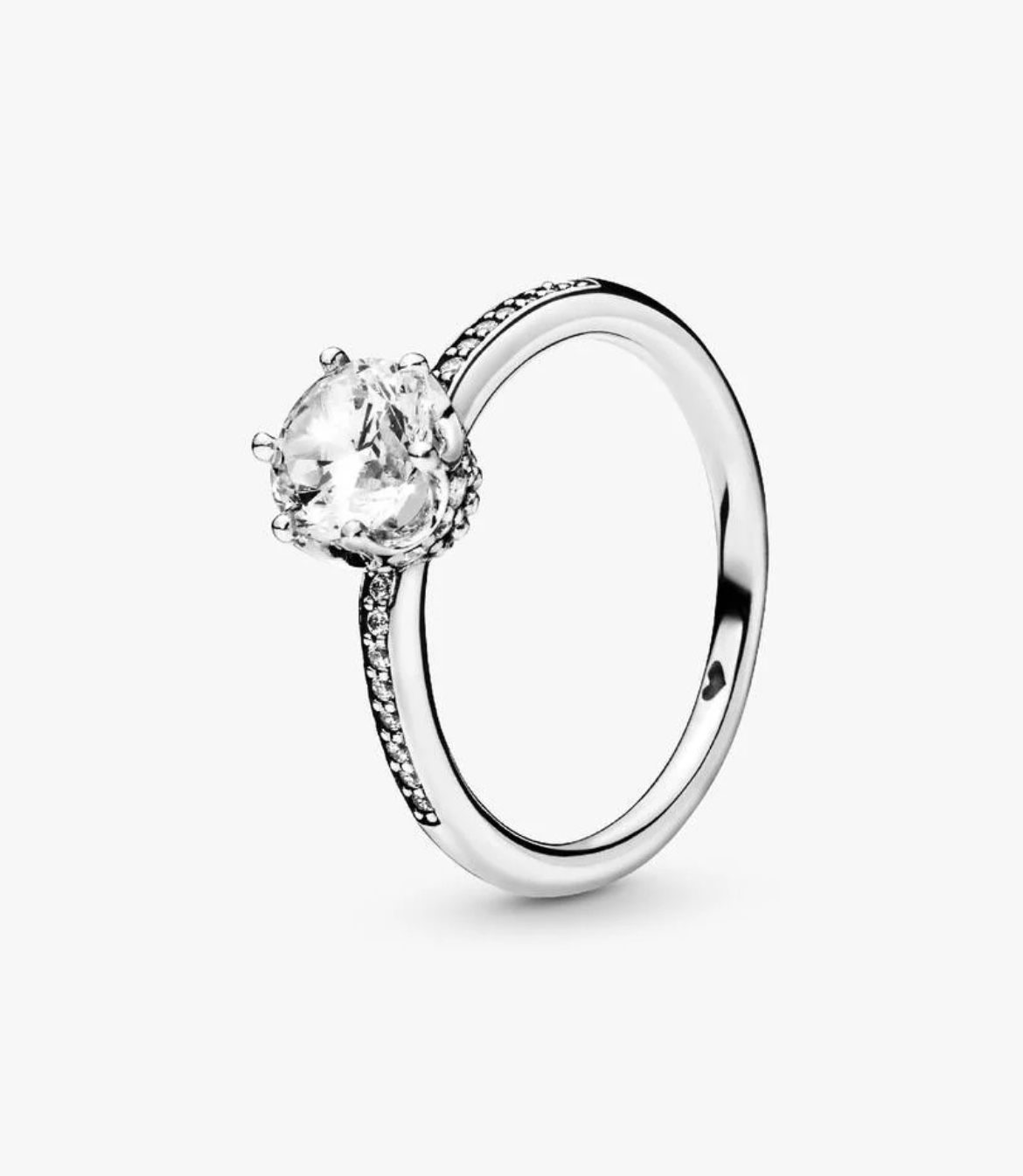 Clear Sparkling Crown Solitaire Ring
