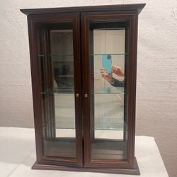 Wooden wall mount curio display cabinet