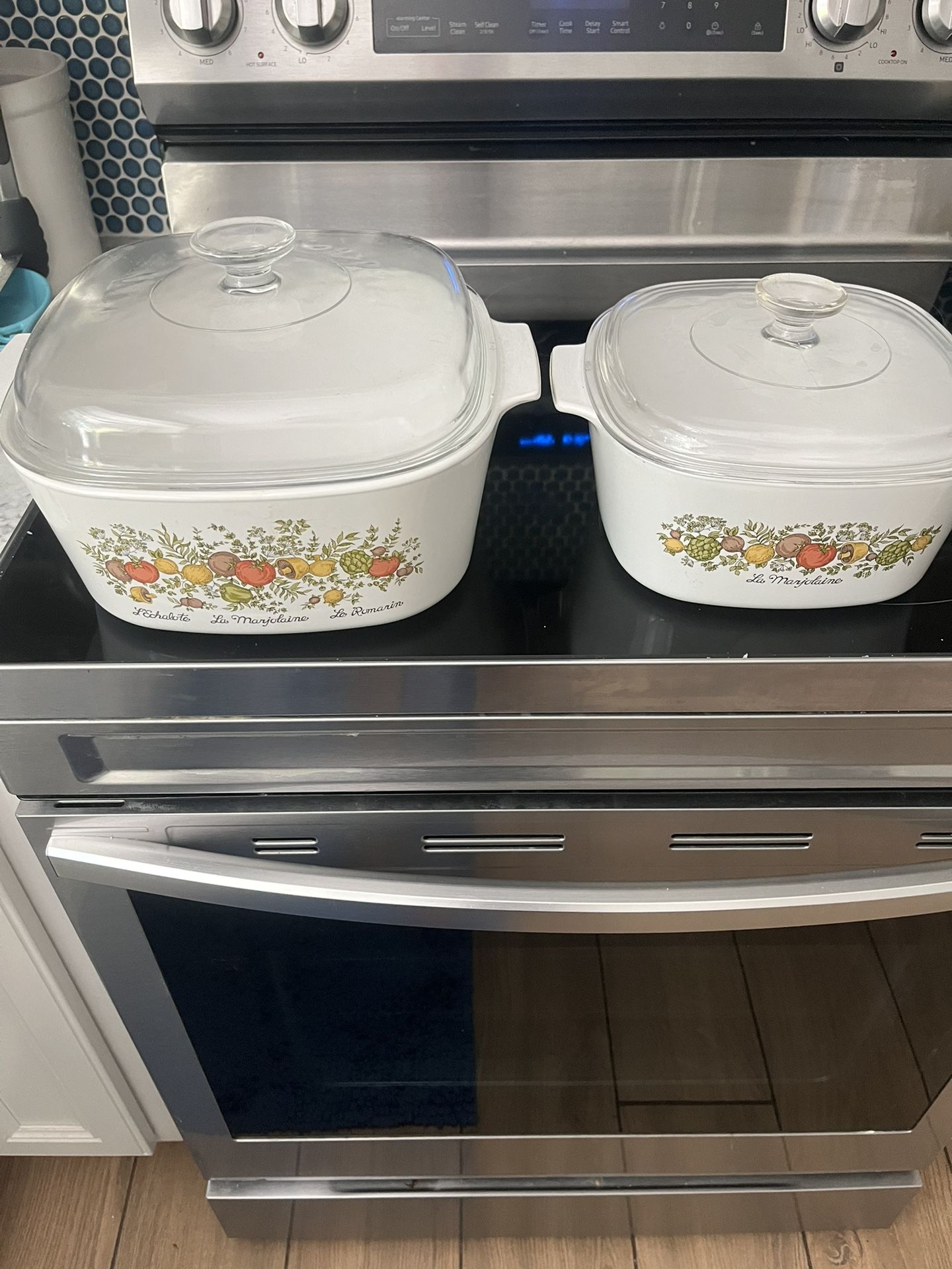 Corning  Antique Cook Ware 3 & 5 Liter (1970’s wildflower imprint) 