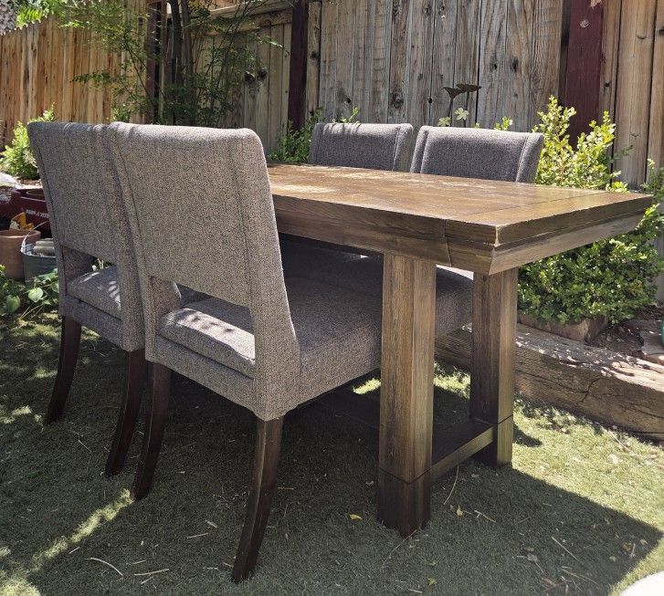 Extendable Dining Table with 4 Upholstered Chairs– Extends to Seat 8!