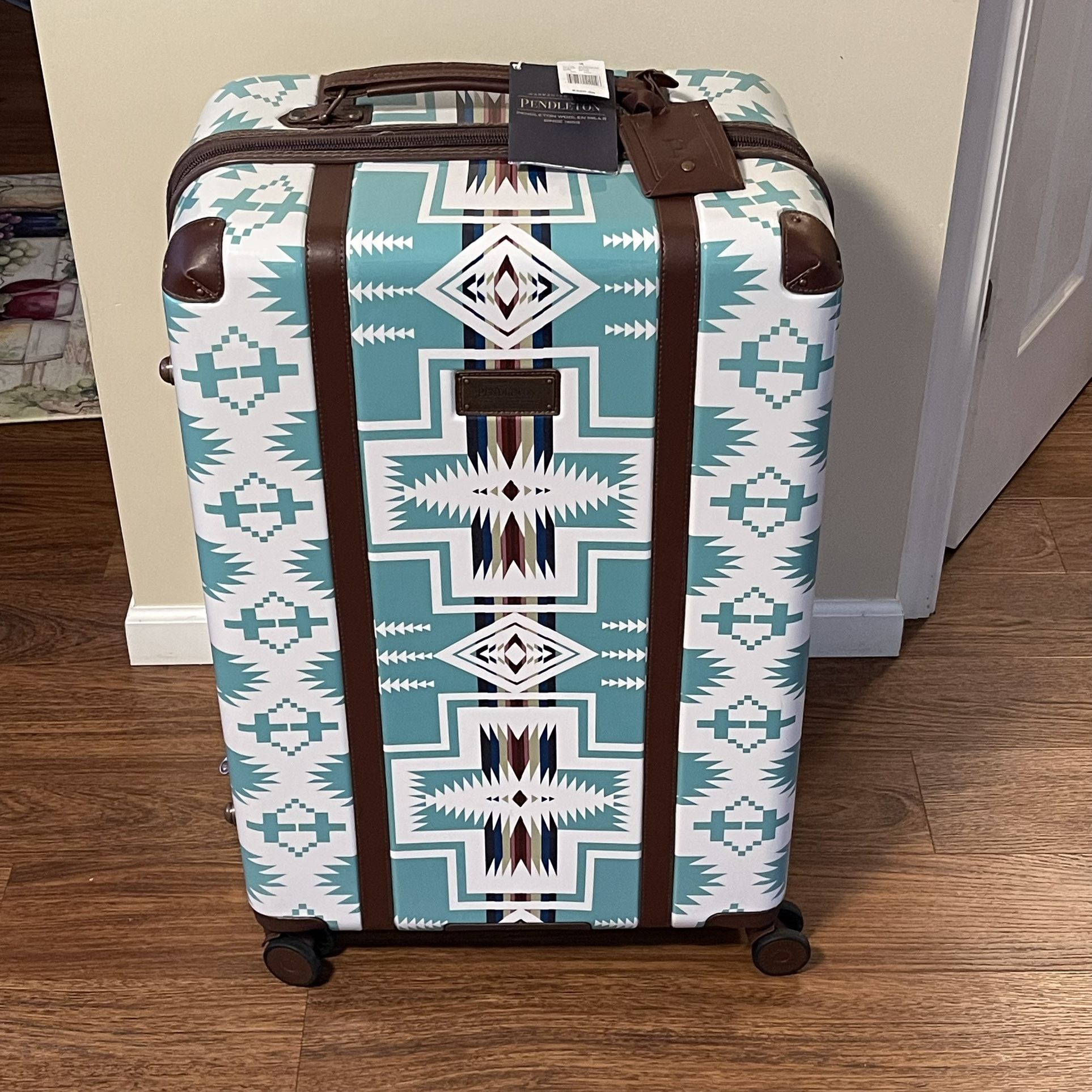 PENDLETON Rolling SUITCASE Southwestern Navajo MSR HARDING BLUE/BROWN 28”new