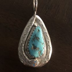 Effie Calavaza Zuni Turquoise .925 Large Snake Pendant