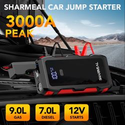 New In Box Jump Starter Battery Pack,3000A,12V(Up to9.0L Gas or7.0L Diesel Engine)Battery Booster with3Modes Flashlight&Jumper Cable