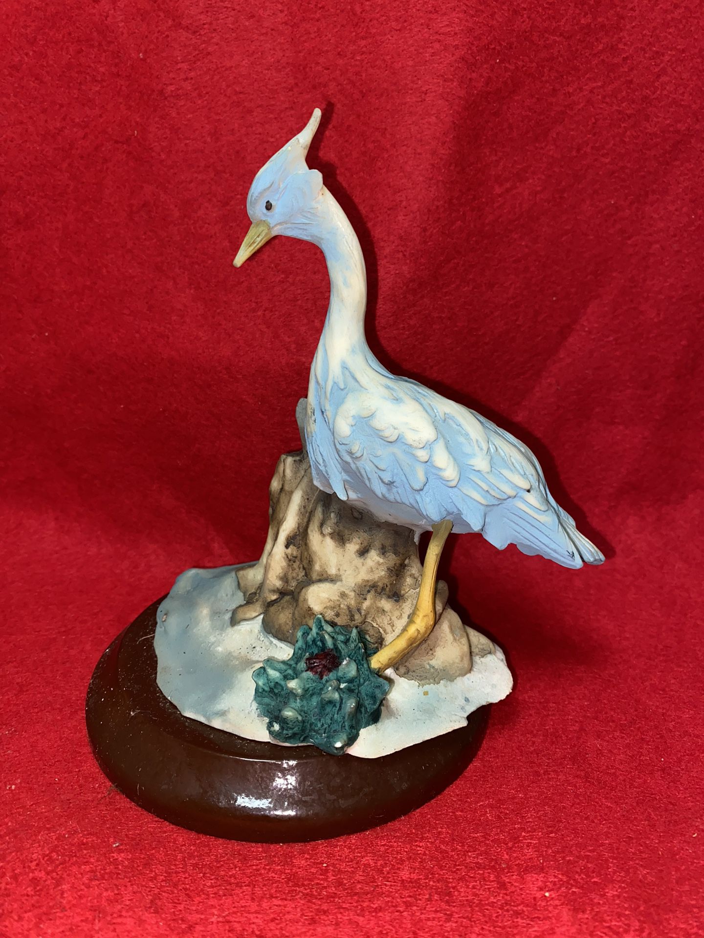 6.5 Inch Painted Alabaster Blue Bird Statue Imported From Greece