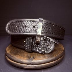 Bianchi Duty Belt (Size 34")Waist w/Keyring Holder AccuMold Basket Weave Leather