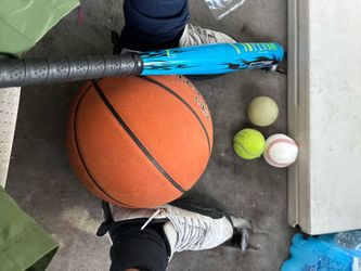Basketball baseball bat and ball