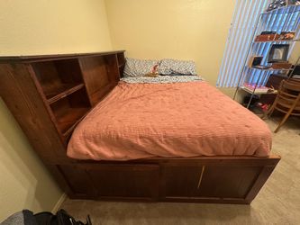 Wooden captains bed full-size