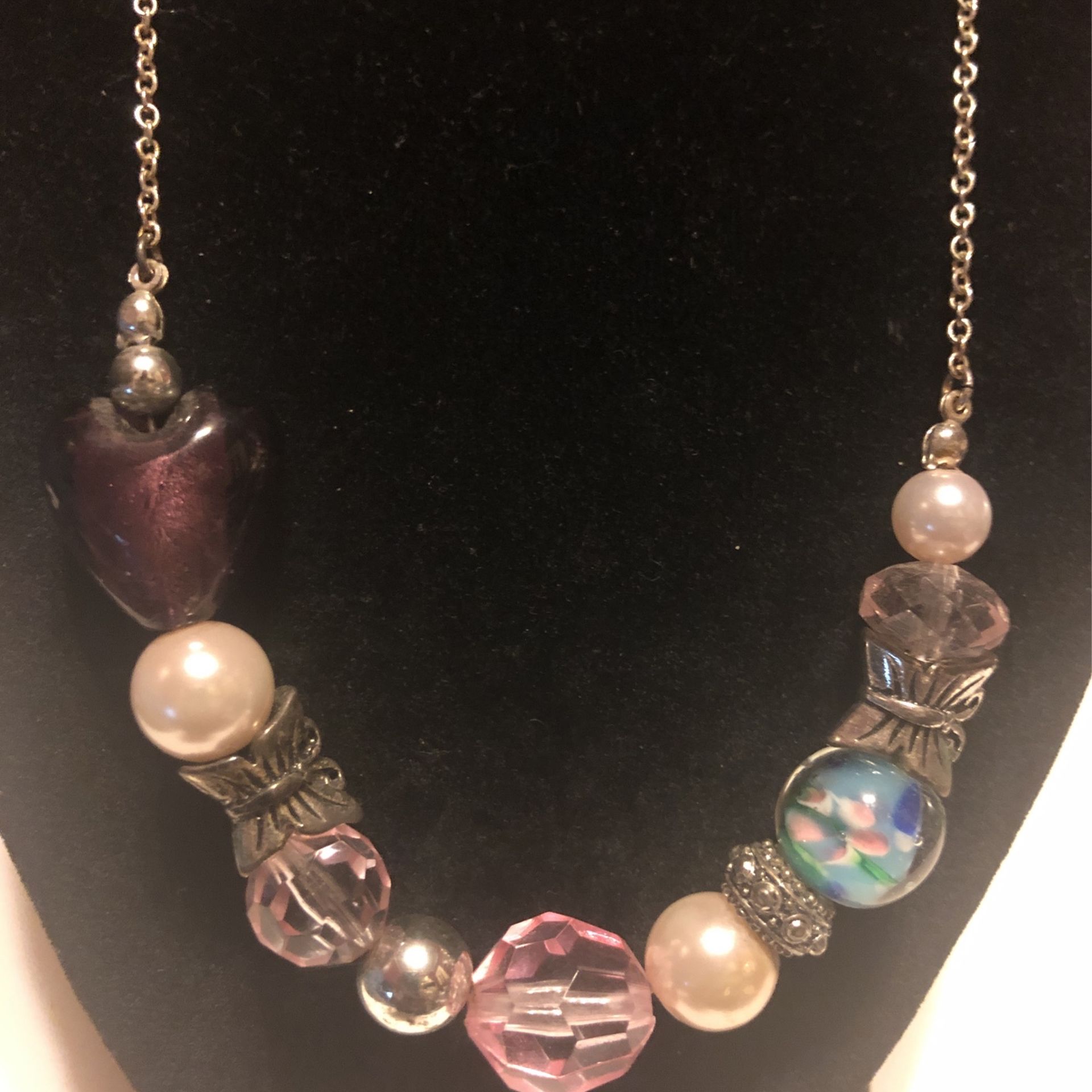 18” SilverTone Beaded Necklace,By SAQ