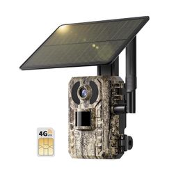 4G LTE Cellular Trail Cameras with 2K HD Live Streaming, Game Camera Includes SIM Card & Solar Panel, Remote Phone Access & Playback, Motion Activated
