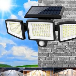 Solar Outdoor Lights 2500LM 210LED Security Lights,3 Heads Dimmable SpotLights with 3 Modes, IP65 Waterproof(1 Packs)