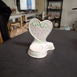 Heart-Shaped Ceramic Tealight Holder That Says "A Mother Fills Your Life With Joy Fills Your Heart With Love" ❤️  5"H