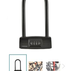 COMBINATION 14MM BICYCLE U-LOCK WITH MOUNTING BRACKET