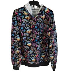 Assholes*s Live Forever Hoodie Mens L Black Blue Mushroom Trip Sweatshirt

