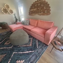 Custom Coral Velvet Ethan Allen Conway Sectional Couch 
