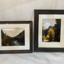 Set (2) Framed & Matted Nature Ourdoor Landscape Photos Stream Mountains 