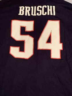 Tedy Bruschi (New England Patriots) Navy Blue Shirt; Men’s XL