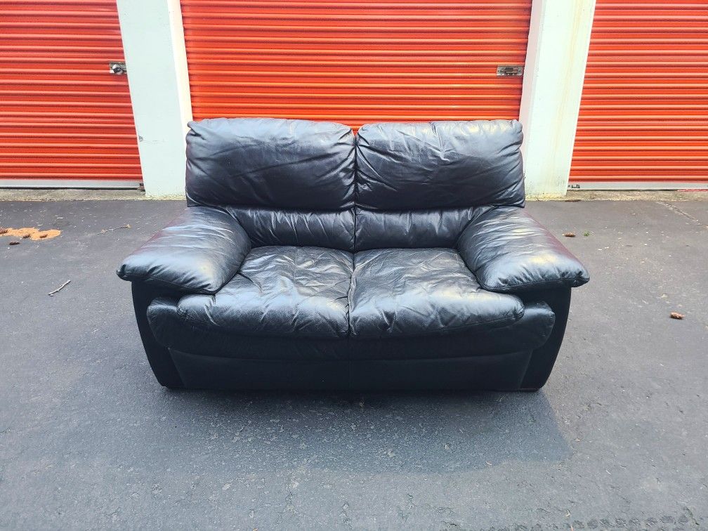 Black Leather Loveseat Couch - Free Delivery