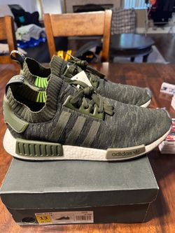 Adidas NMD R1 PK Olive Green Sneakers Size 13