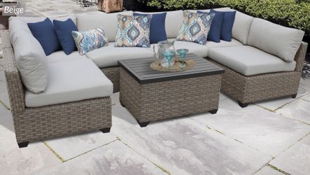 PBR MONTEREY SEATING COLLECTION Monterey 7 Piece Outdoor Wicker Patio Furniture Set