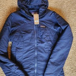 Women New Tags Navy Patagonia Hooded Jacket M MED