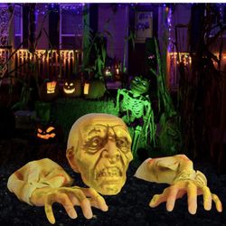 Halloween Decoration Outdoor Groundbreaker, Skeleton Zombie Stakes with LED Lights, 
